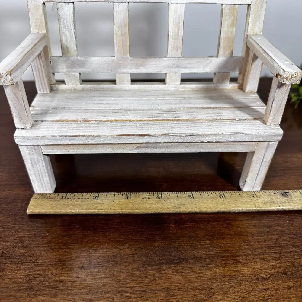 Dollhouse Garden Bench Large Classic Style Wood Furniture Photo Frame Inserts